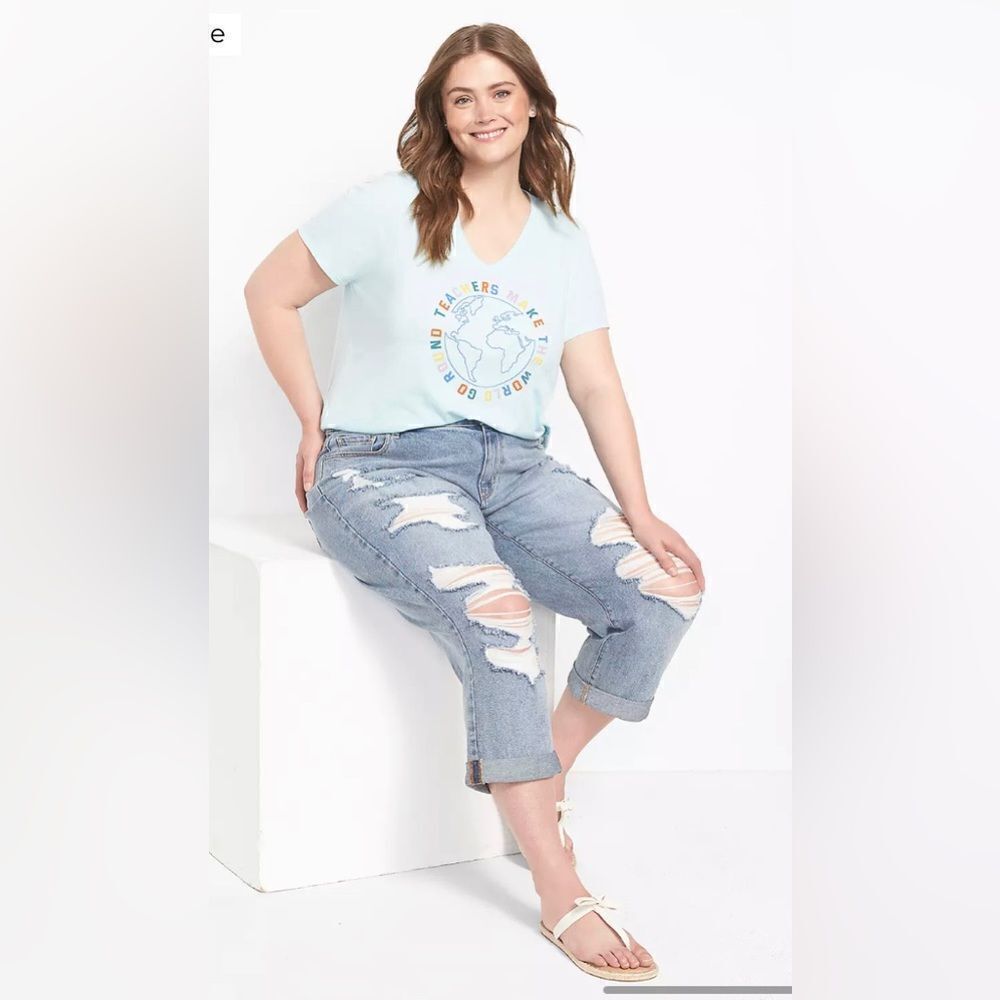 Lane Bryant Classic Teachers Make the World Go Round Graphic Tee sz 18